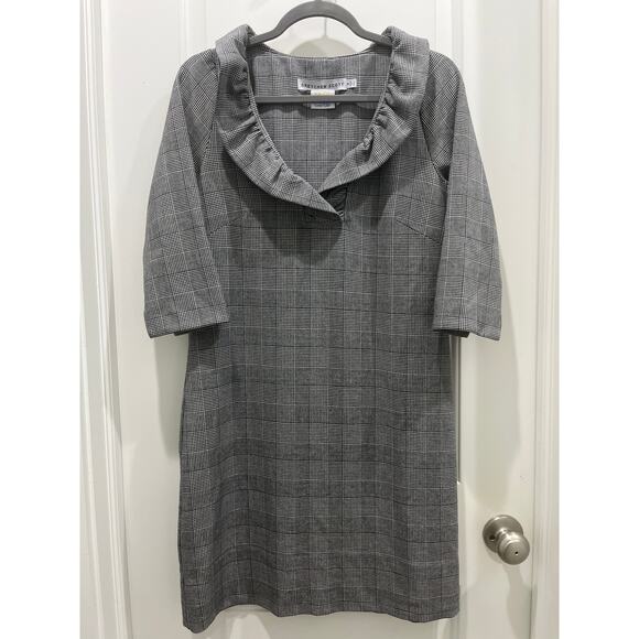 Gretchen Scott Designs Wall Streeter Jersey Ruffle Neck Dress Sz S - Picture 2 of 8